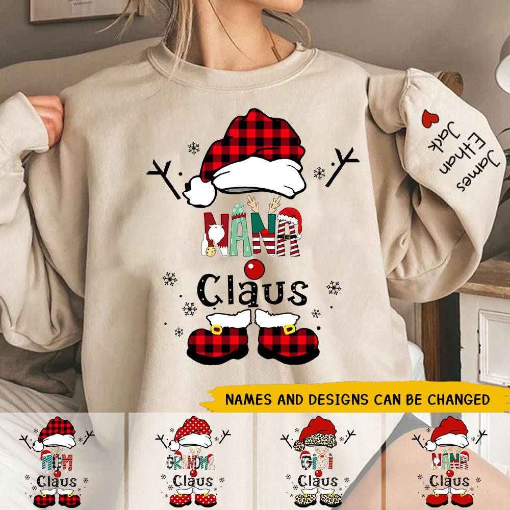 Personalized Christmas Grandma Claus Snowflake Sweatshirt