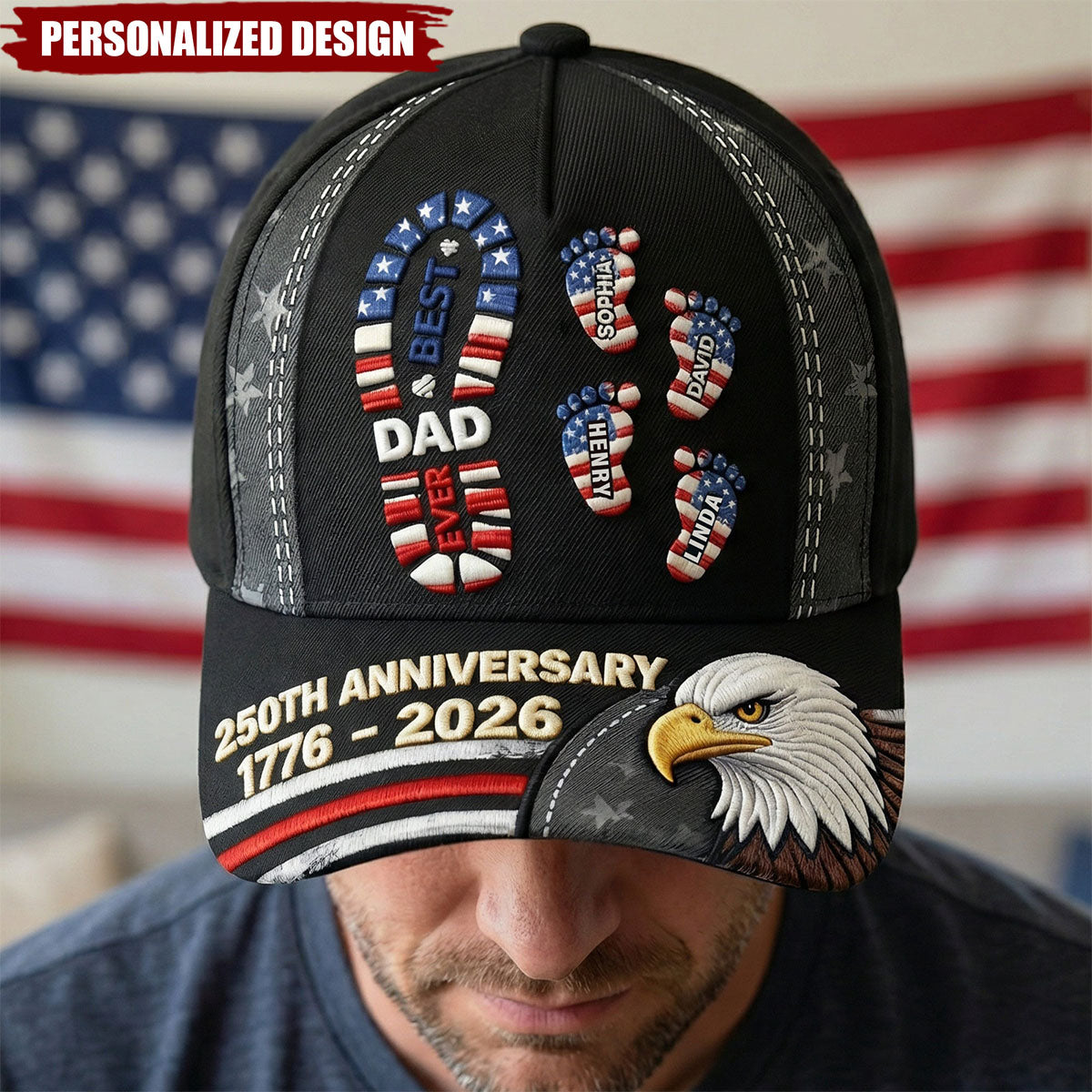 USA 250th Anniversary Best Dad Ever Classic Cap - Personalized Gifts For Dad