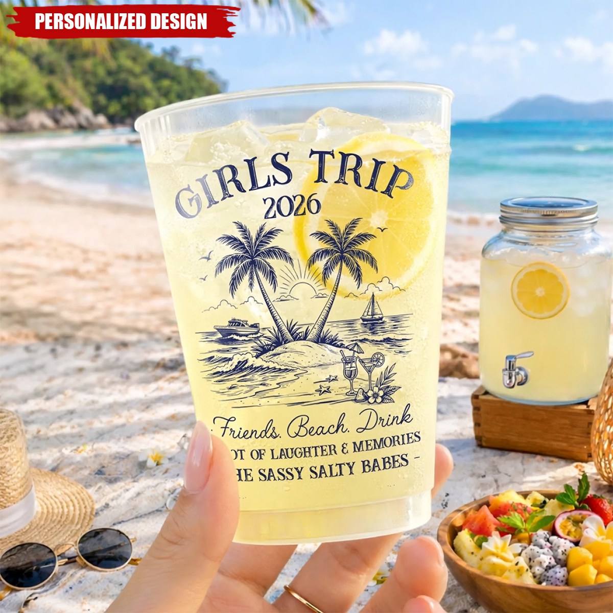 Personalized Girls Trip 2026 Beach Party Cups - Vacation And Travel Gifts For Best Friends, Family