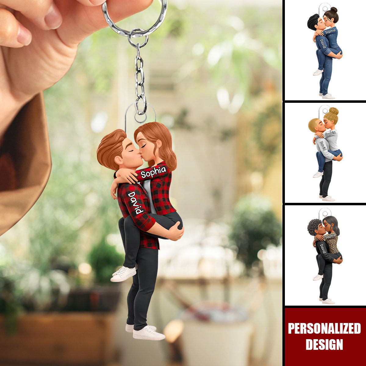 Personalized Couple Kissing Keychain – Romantic Gift for Him/Her