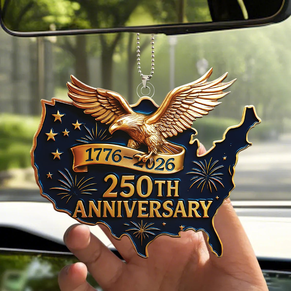 250th U.S Anniversary Eagle Car Ornament — Unique Patriotic Gift