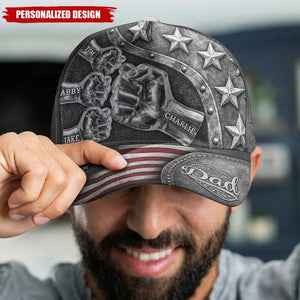 Personalized Dad Fist Bump American Flag Cap – Custom Gift For Dad