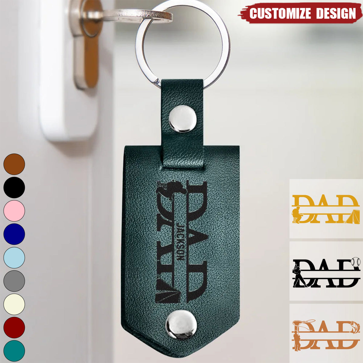 Dad Drive Safe With Kids Names - Personalized Leather Photo Keychain