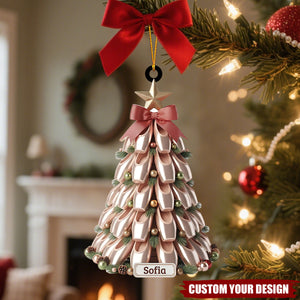 Personalized Ballet Pointe Shoe Christmas Tree Ornament Custom Name Ballerina Decor