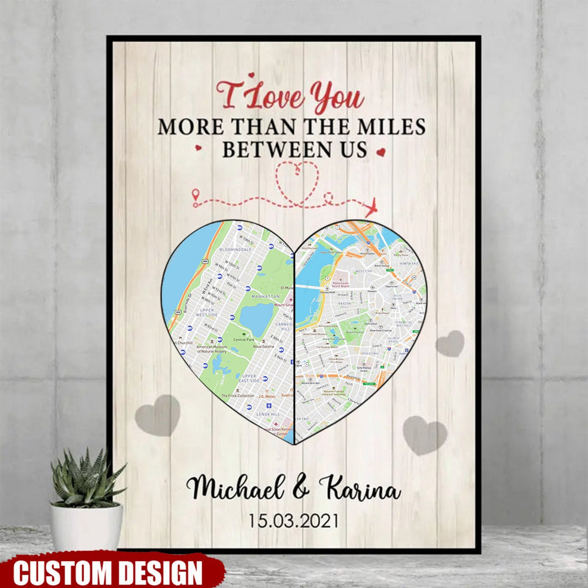 I Love You More Than The Miles Between Us - Personalized Photo Couple Poster