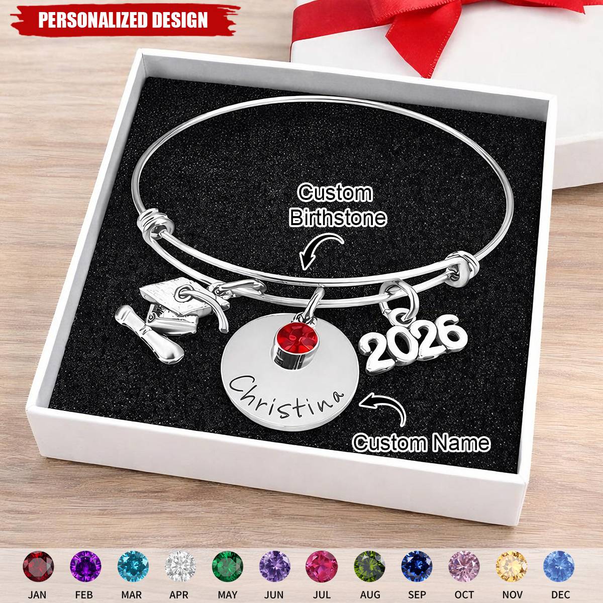 Personalized 2026 Graduation Bracelet - Class of 2026 Gift for Graduate