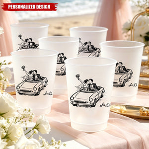 Personalized Wedding Couple Frosted Cups - Custom Couple Design and Name