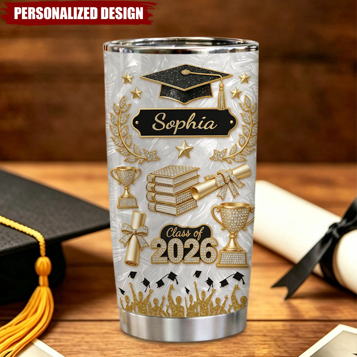 Personalized Custom Name Graduation 3D Effect Tumbler