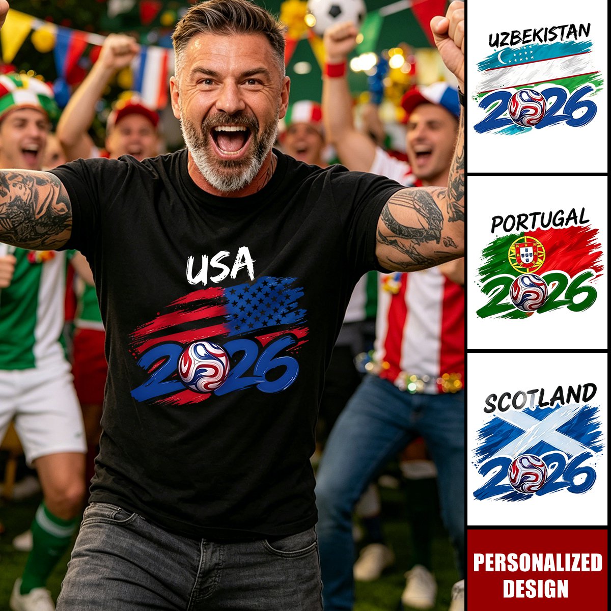 Personalized 2026 Soccer World Cup Country T-Shirt - Custom Name