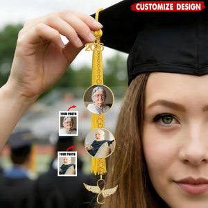 Custom Graduation Cap Tassel Photo Charm – Personalized Year & Memorial Photo Tassel for Graduation