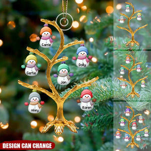 Personalized Name Christmas Snowman Christmas Tree Acrylic Ornament