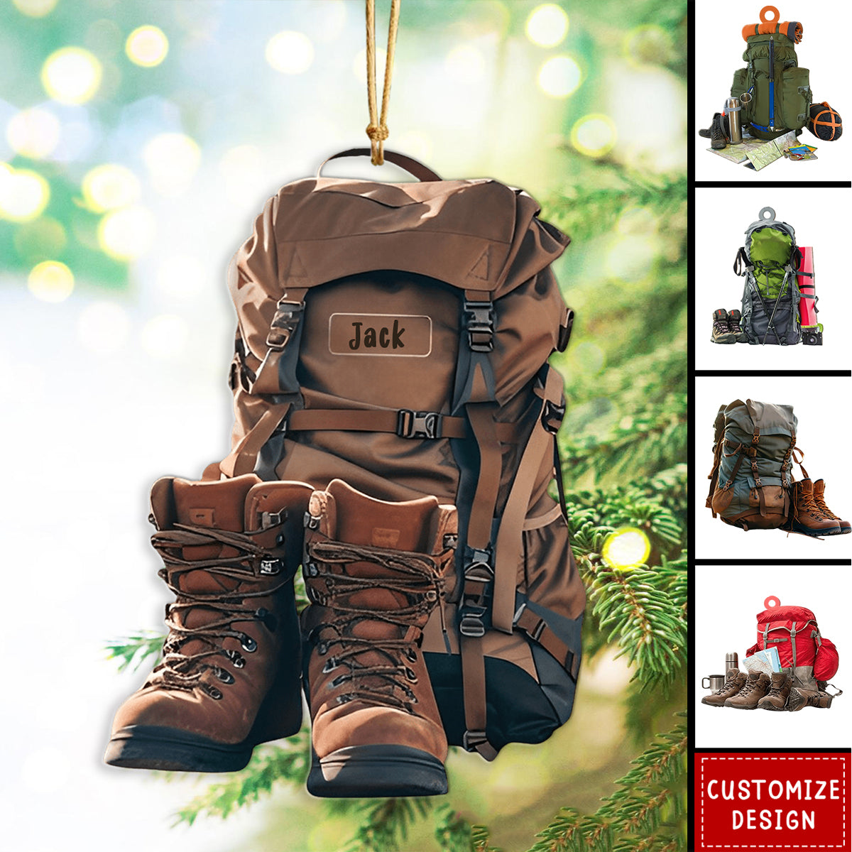 New Release Personalized Hiking Acrylic Ornament, Hiking Lovers Christmas Ornament,Camping Lover Gift