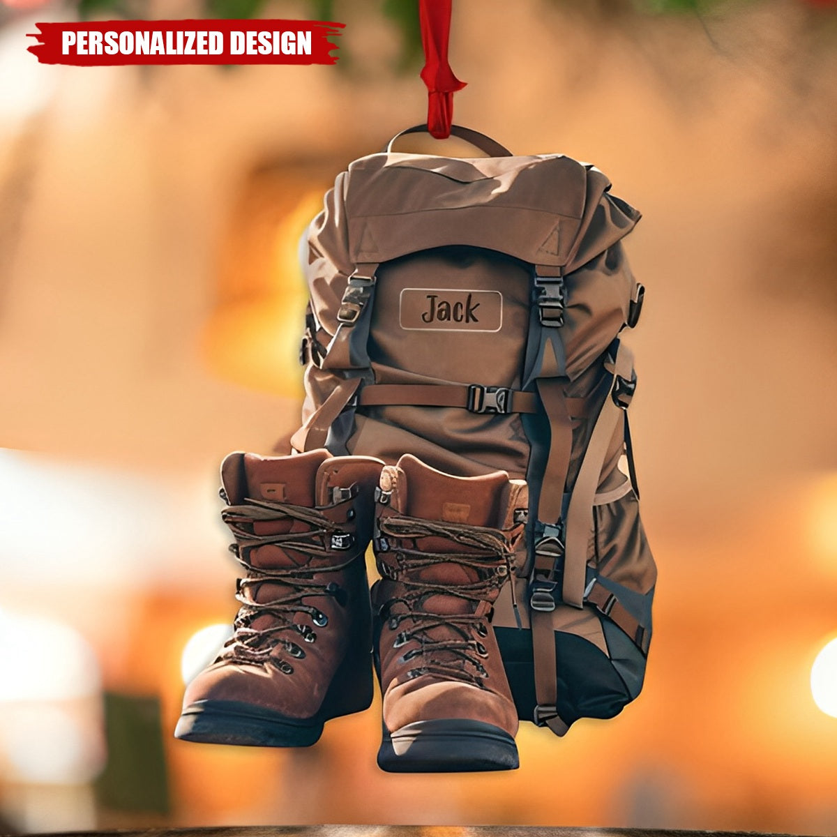 Personalized Hiking Acrylic Ornament, Hiking Lovers Christmas Ornament,Camping Lover Gift