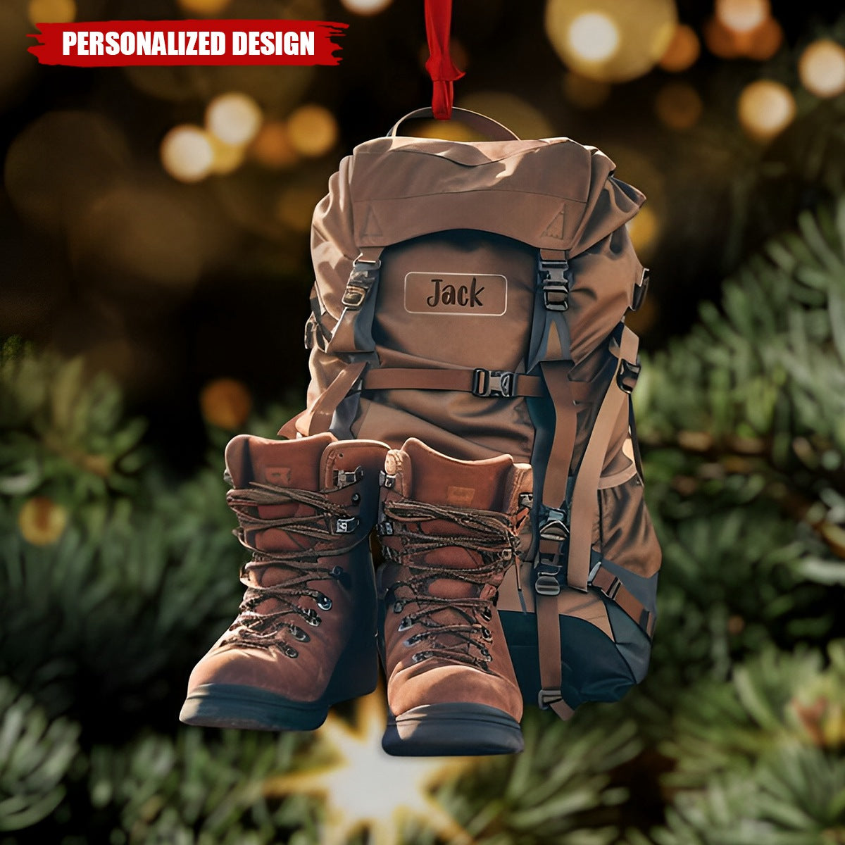 Personalized Hiking Acrylic Ornament, Hiking Lovers Christmas Ornament,Camping Lover Gift