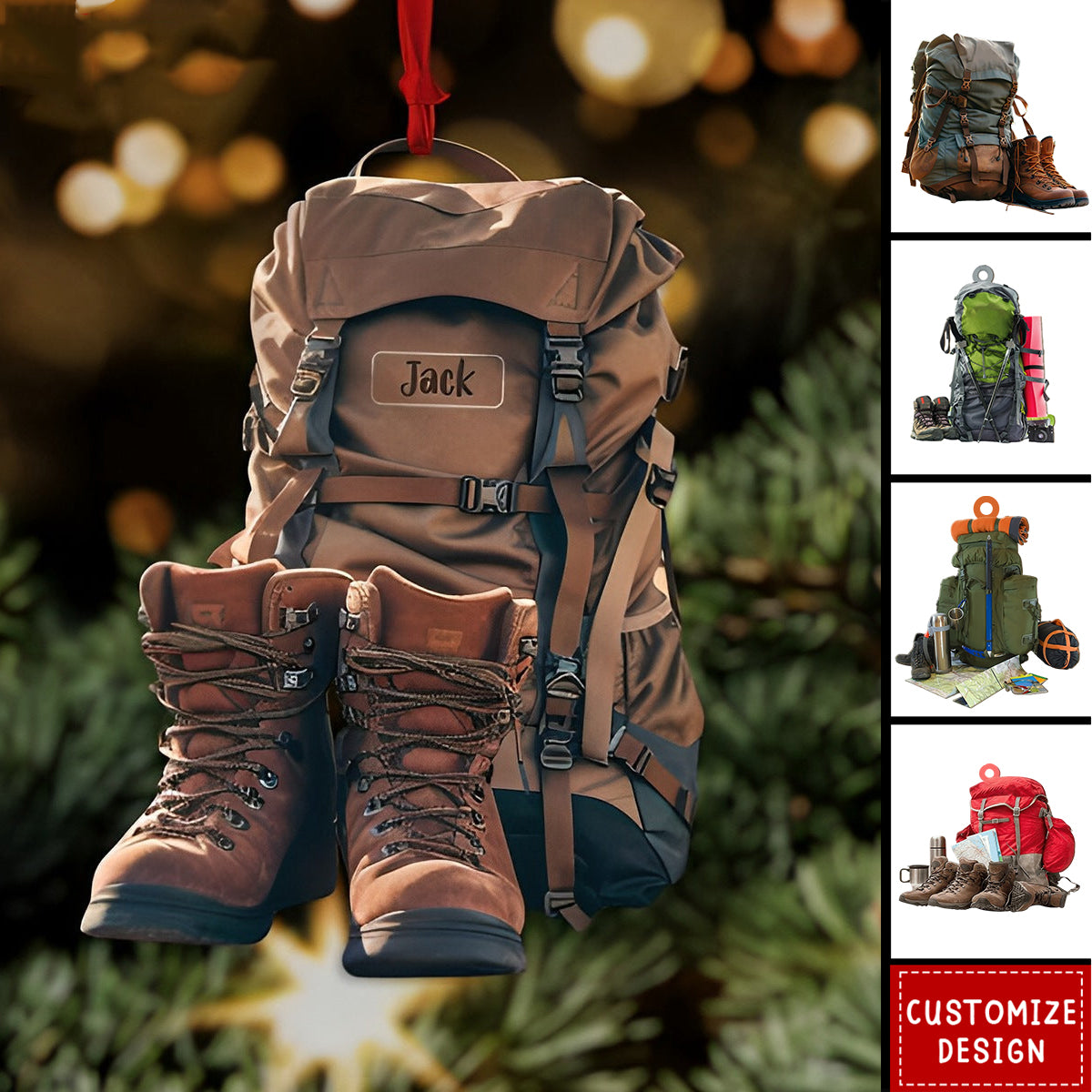 New Release Personalized Hiking Acrylic Ornament, Hiking Lovers Christmas Ornament,Camping Lover Gift