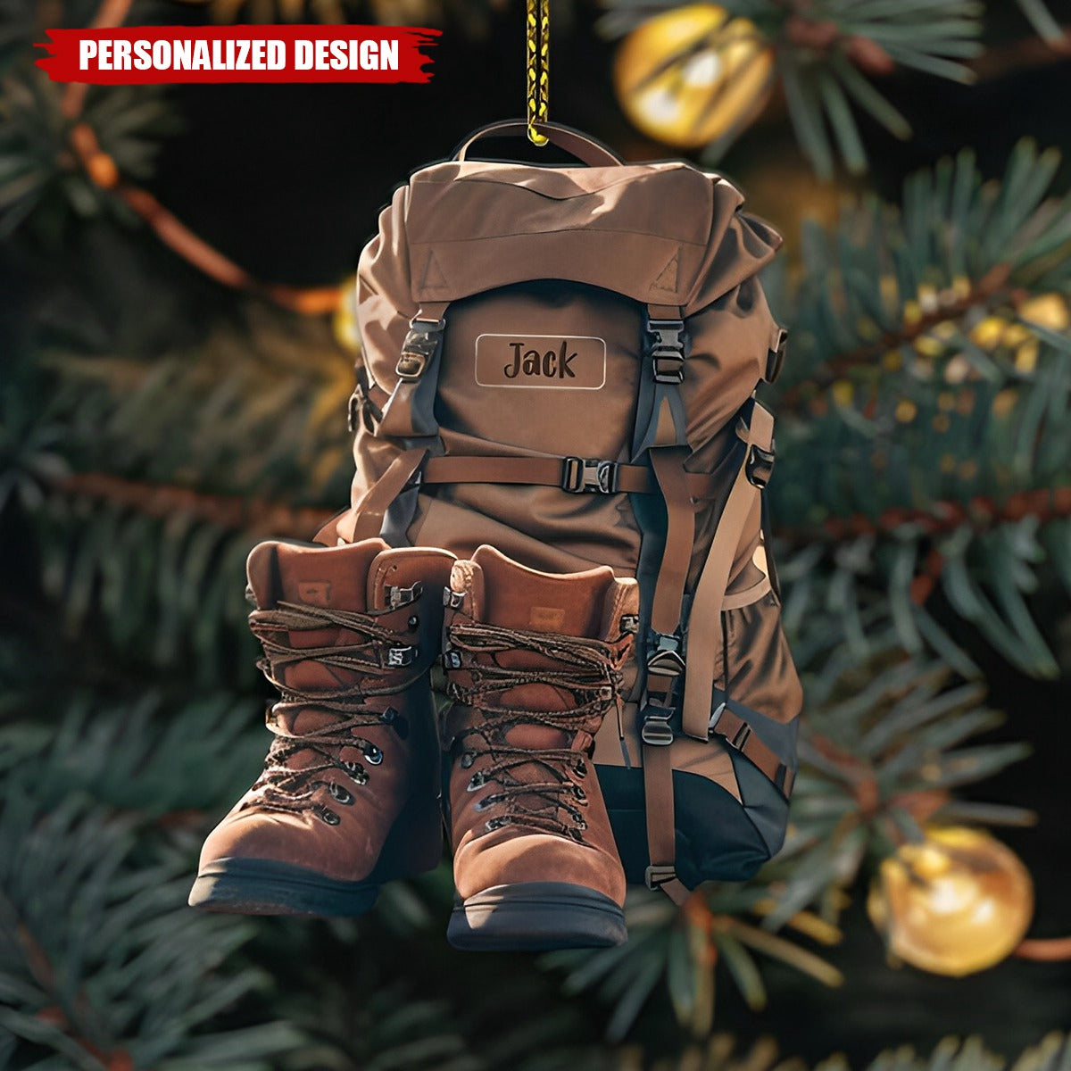 Personalized Hiking Acrylic Ornament, Hiking Lovers Christmas Ornament,Camping Lover Gift