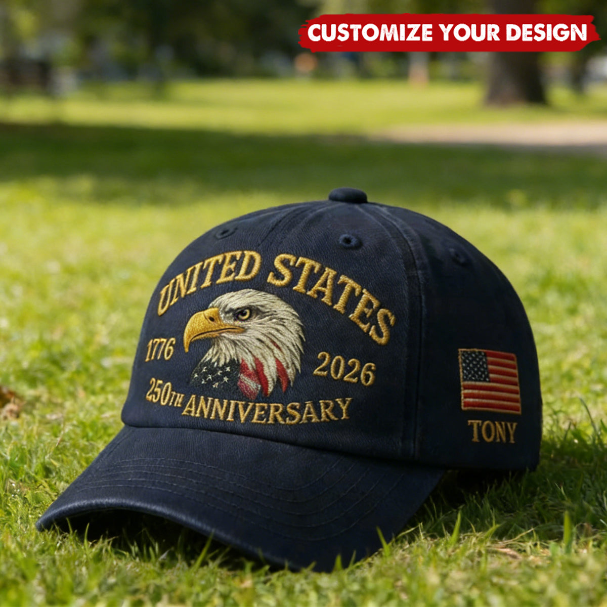 Patriotic Eagle United States 250th Anniversary 1776–2026 Personalized Cap