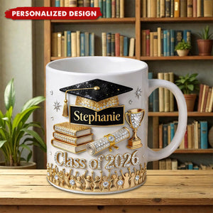 Personalized Class of 2026 Graduation Mug – Custom Name Bling Graduation Keepsake Cup