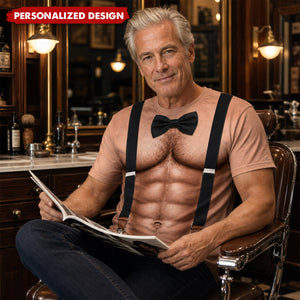 Personalized Bow Tie & Suspenders Muscular T-Shirt