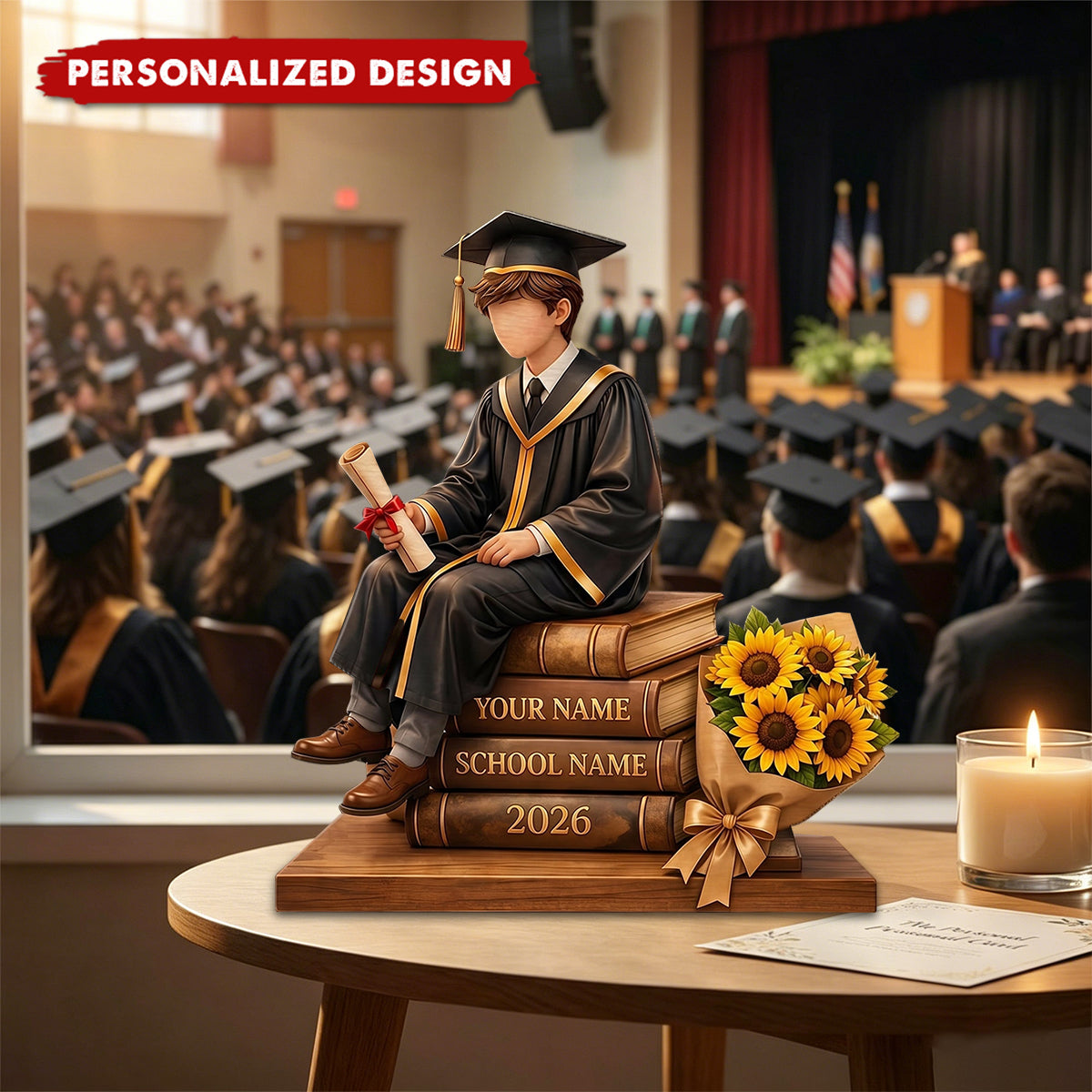 Personalized Graduation Wooden Plaque - Custom Name & Year Graduation Gift for Her/Him