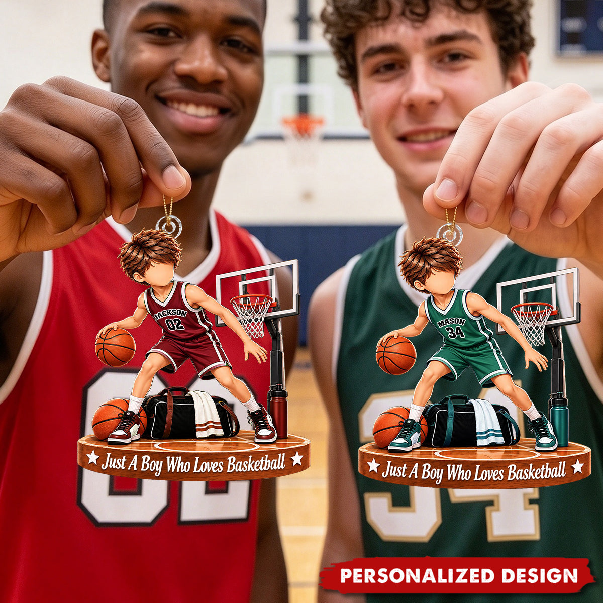 Personalized Basketball Boy Acrylic Christmas Ornament - Basketball Player Ornament Gift