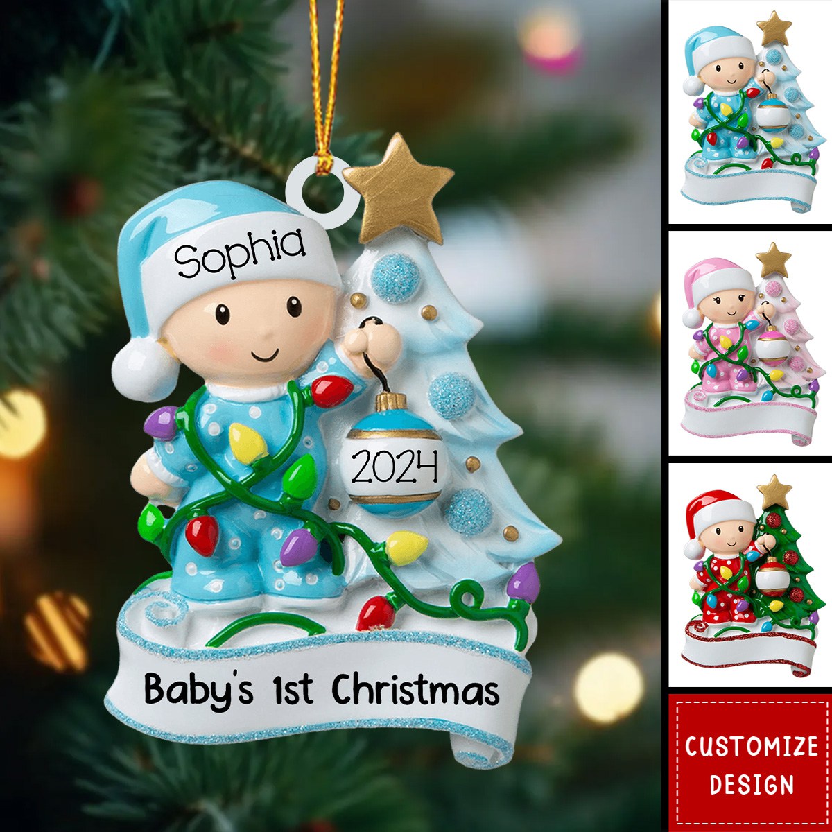 Personalized Snow Baby's First Christmas Ornament - 2024 New Release