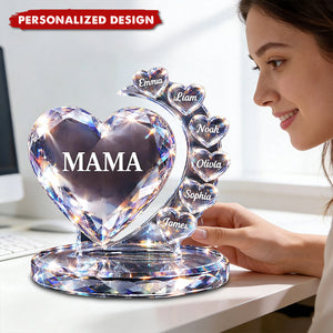 Personalized Mama Heart Plaque - Custom Kids Names Mother’s Day Gift