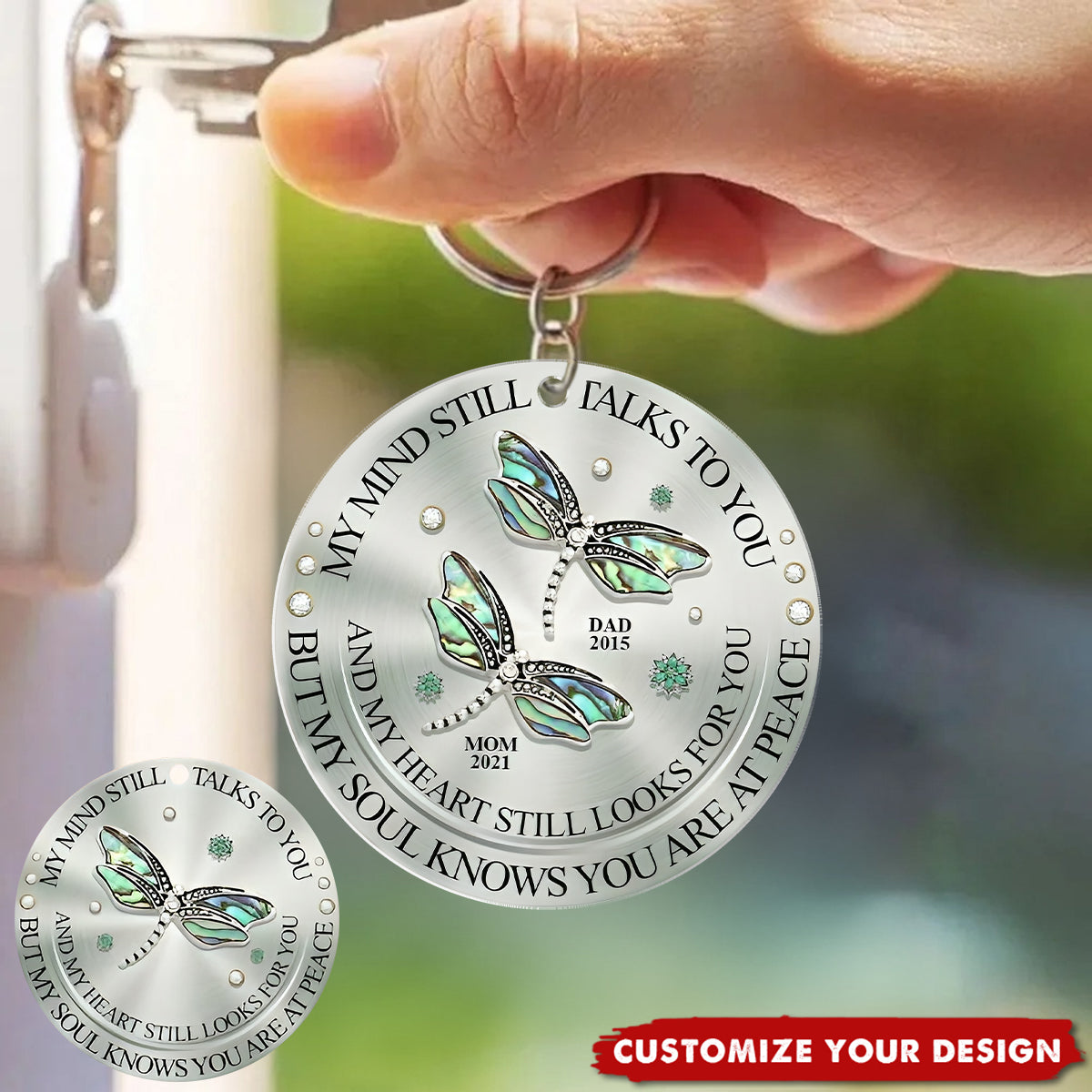 Memorial Dragonfly My Mind My Heart My Soul Personalized Acrylic Keychain