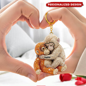 Personalized Monkey Hug Keychain – Custom Name Gift For friends, family, or kids