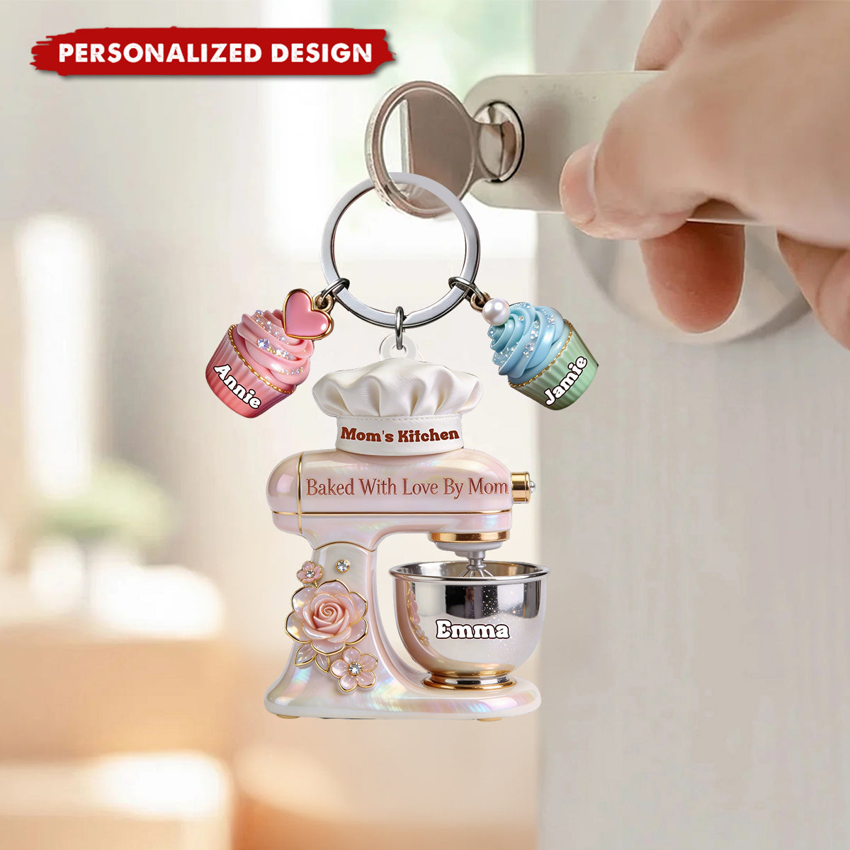 Personalized Baking Keychain - Custom Name Baking Gift for Mom