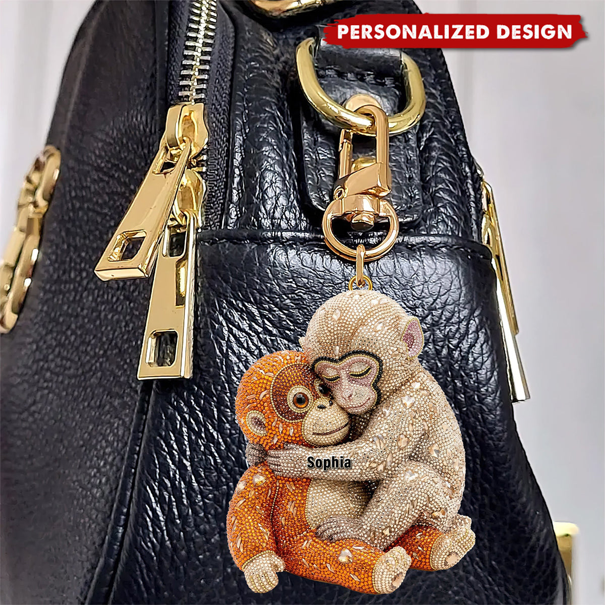 Personalized Monkey Hug Keychain – Custom Name Gift For friends, family, or kids