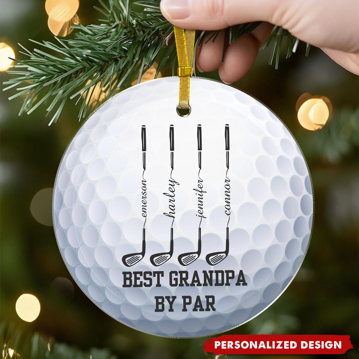 Personalized Golf Club Silhouette Christmas Acrylic Ornament - Gift for Grandpa,Dad