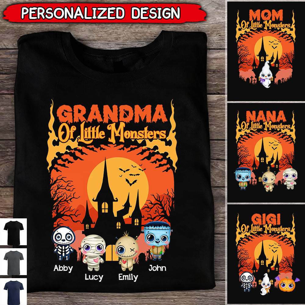 Hallooween Grandma Mom Of Little Monster Kids Personalized Shirt