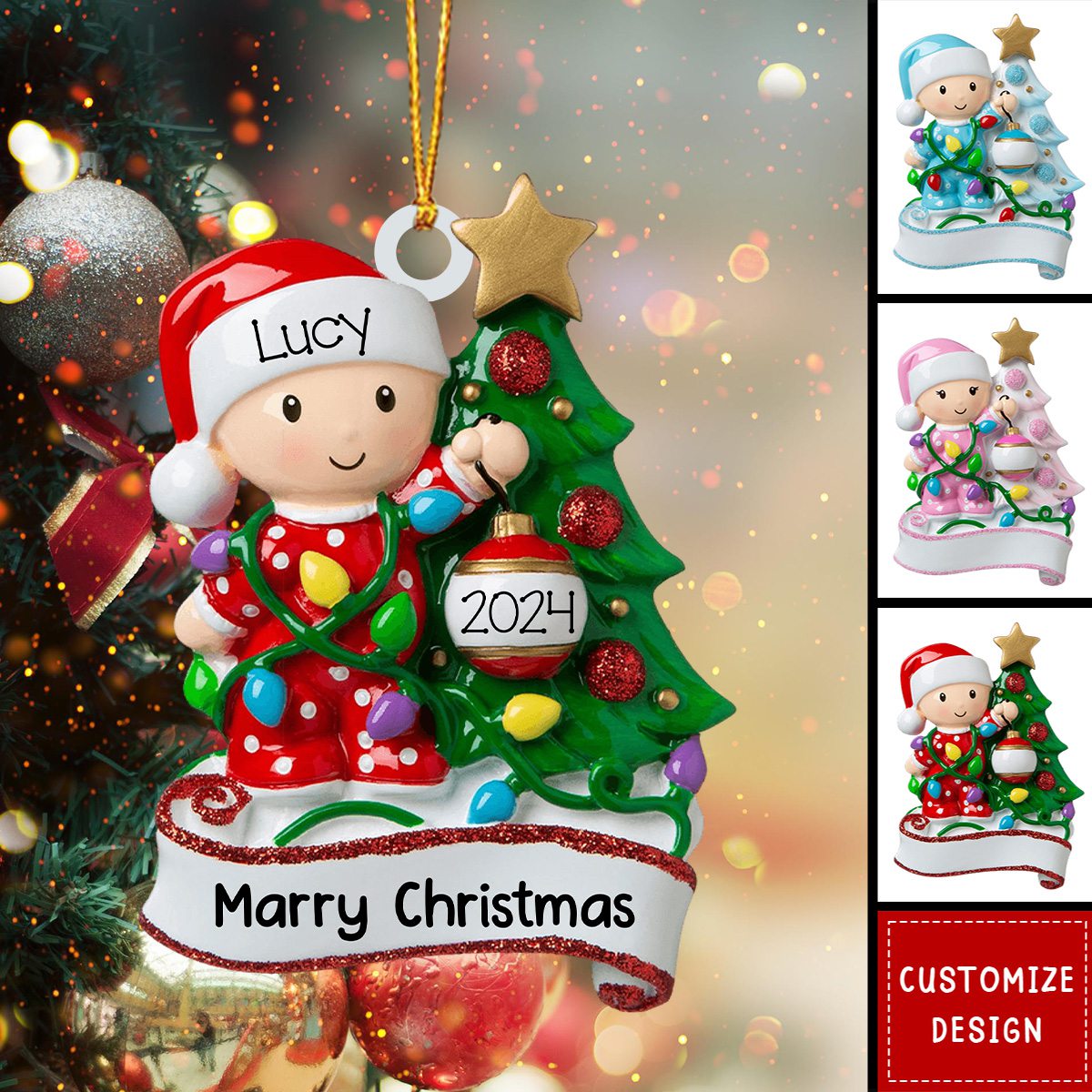 Personalized Snow Baby's First Christmas Ornament - 2024 New Release