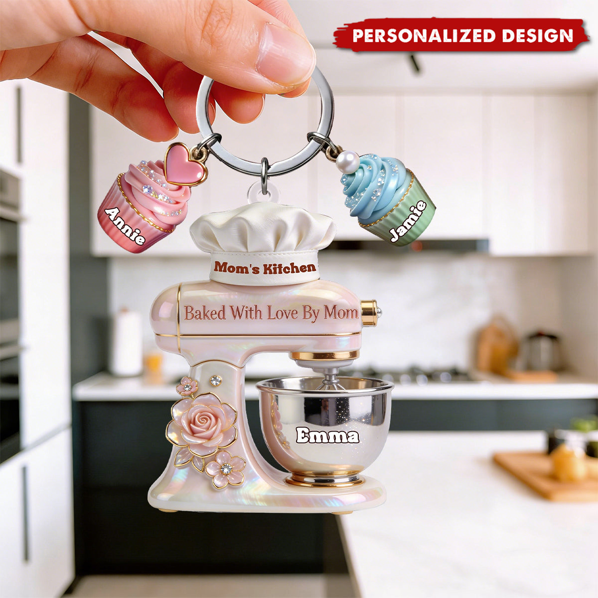 Personalized Baking Keychain - Custom Name Baking Gift for Mom