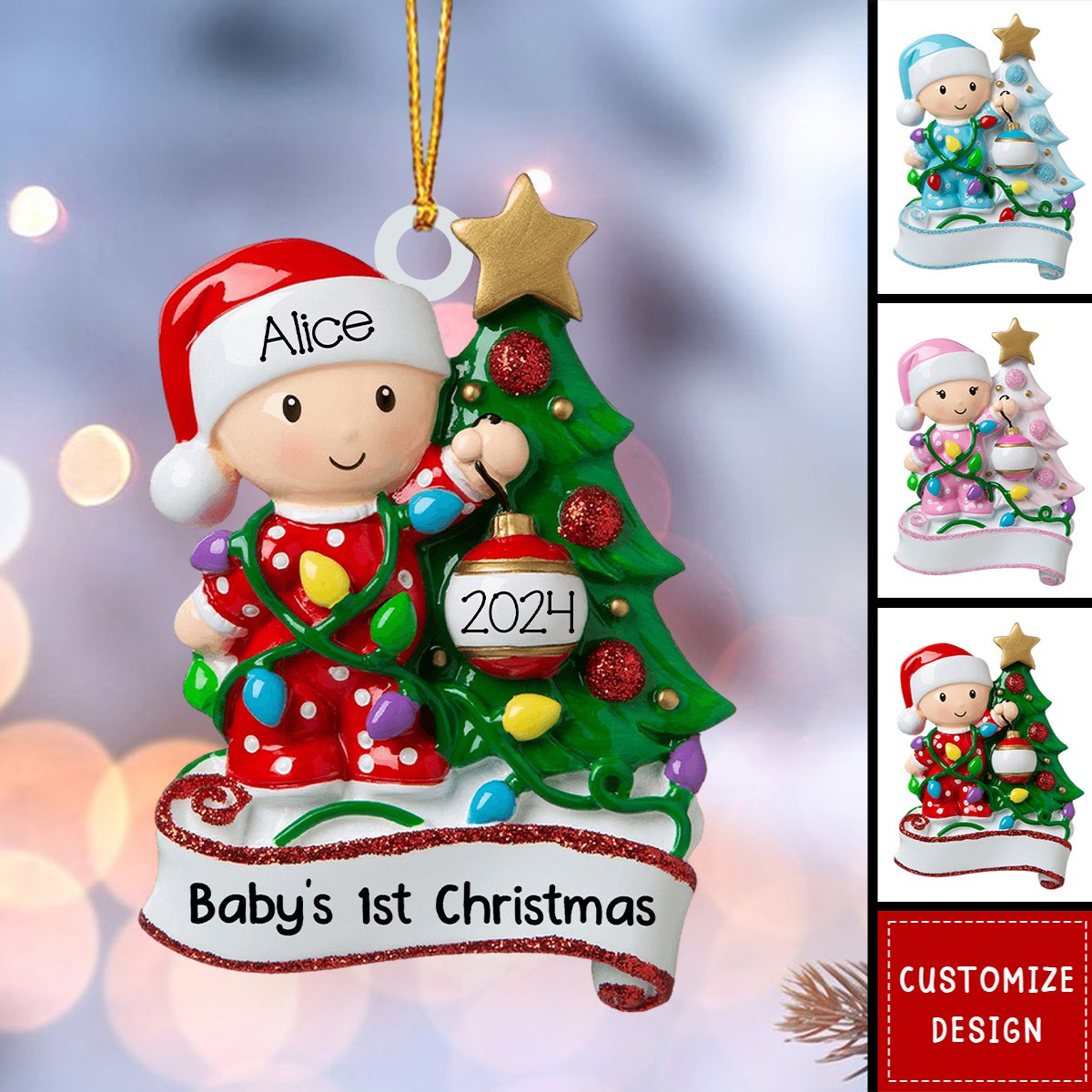 Personalized Snow Baby's First Christmas Ornament - 2024 New Release