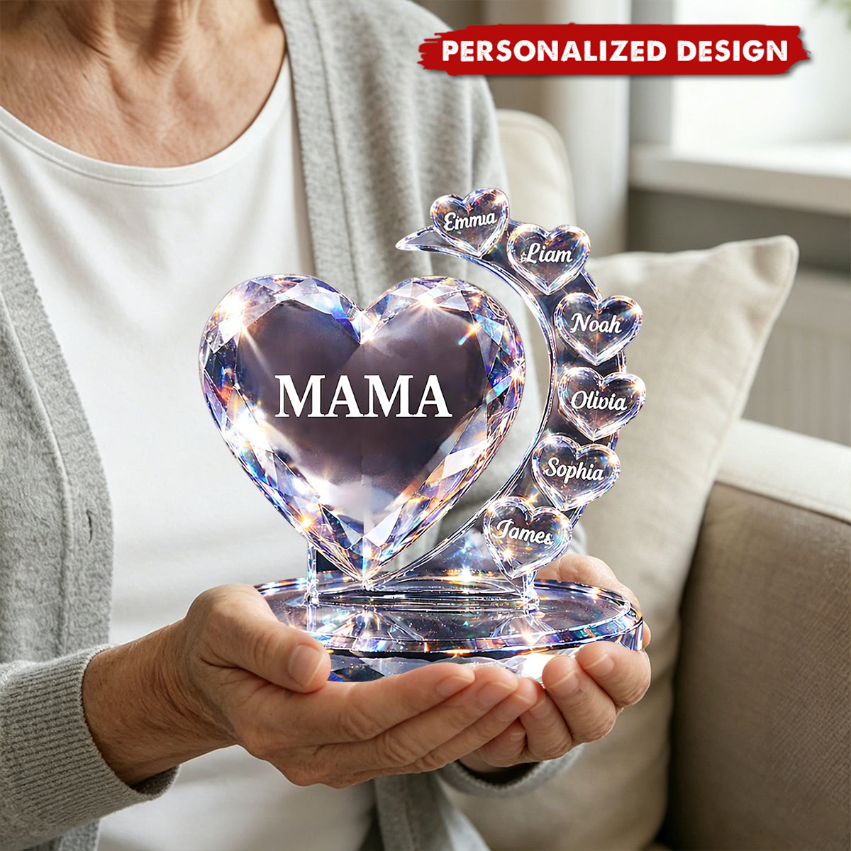 Personalized Mama Heart Plaque - Custom Kids Names Mother’s Day Gift