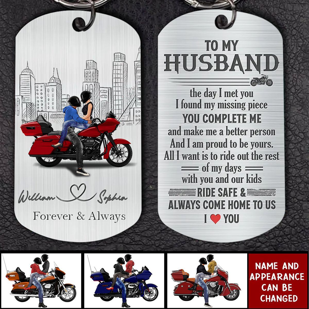 Personalized Biker Husband Keychain- Gift Idea For Husband