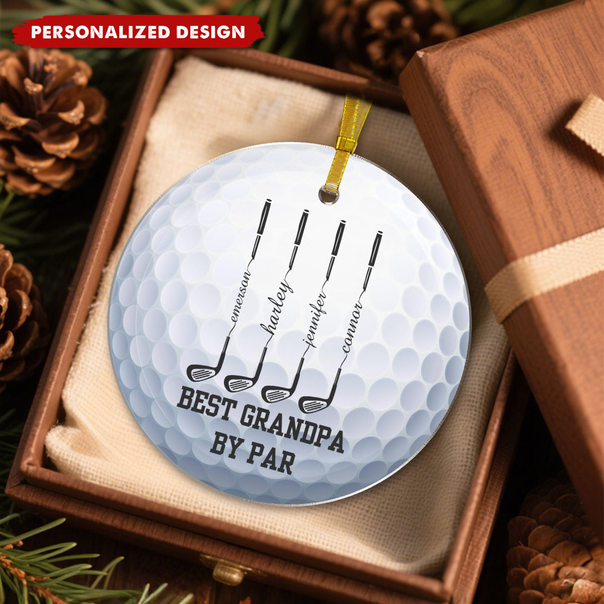 Personalized Golf Club Silhouette Christmas Acrylic Ornament - Gift for Grandpa,Dad