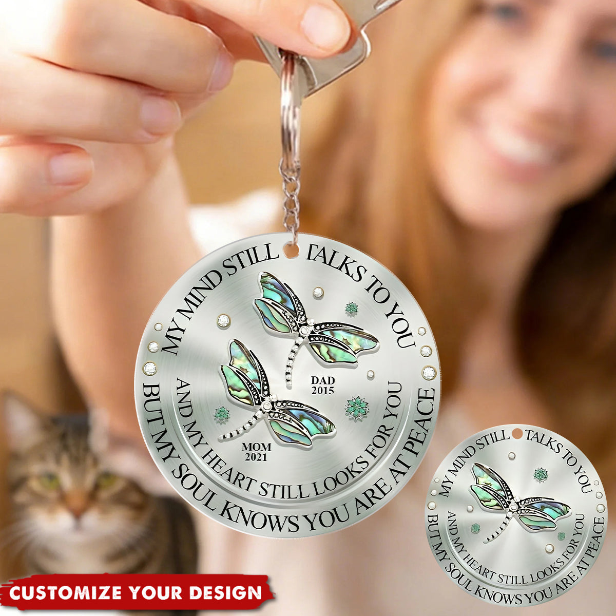 Memorial Dragonfly My Mind My Heart My Soul Personalized Acrylic Keychain