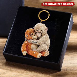 Personalized Monkey Hug Keychain – Custom Name Gift For friends, family, or kids