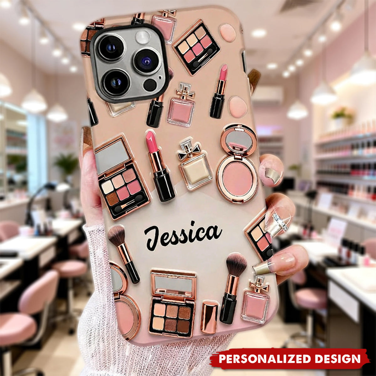 Personalized Makeup Phone Case Custom Name Gift For Beauty Lovers