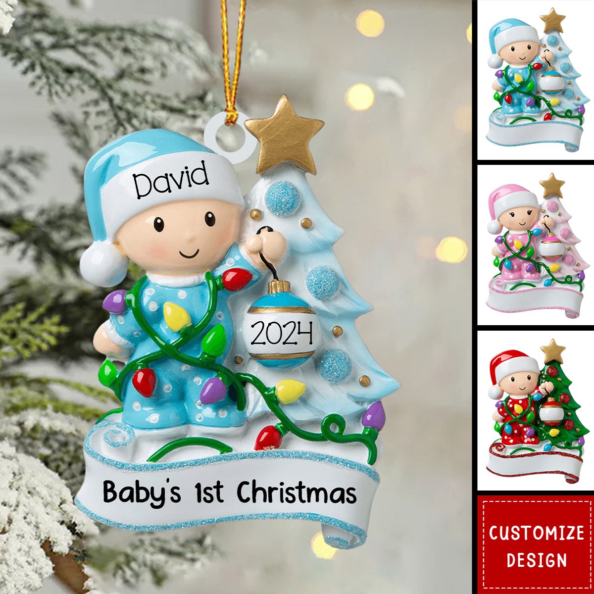 Personalized Snow Baby's First Christmas Ornament - 2024 New Release