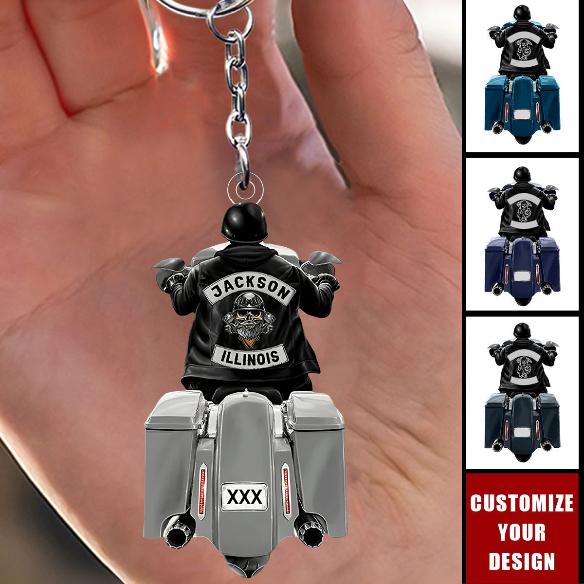 Biker Motorcycle Racing Personalized Keychain
