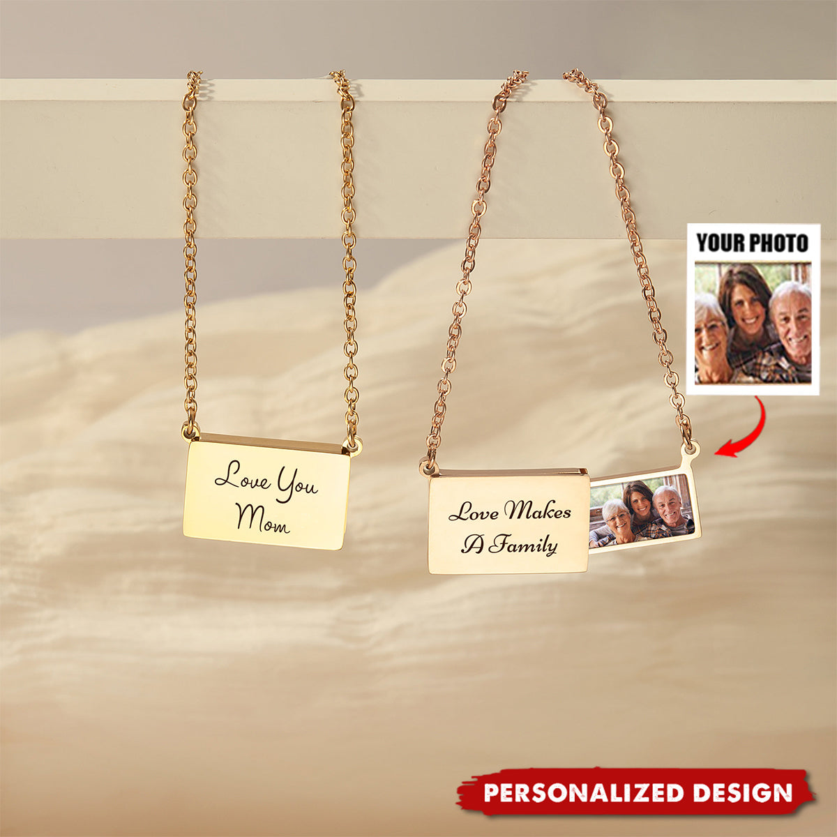 Personalized Hidden Drawer Picture Locket Necklace - Perfect Gift For Mom