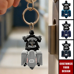 Biker Motorcycle Racing Personalized Keychain