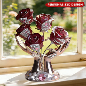 Personalized Custom Rose Tree Shaped Acrylic Plaque -Gift for Mama,Grandma
