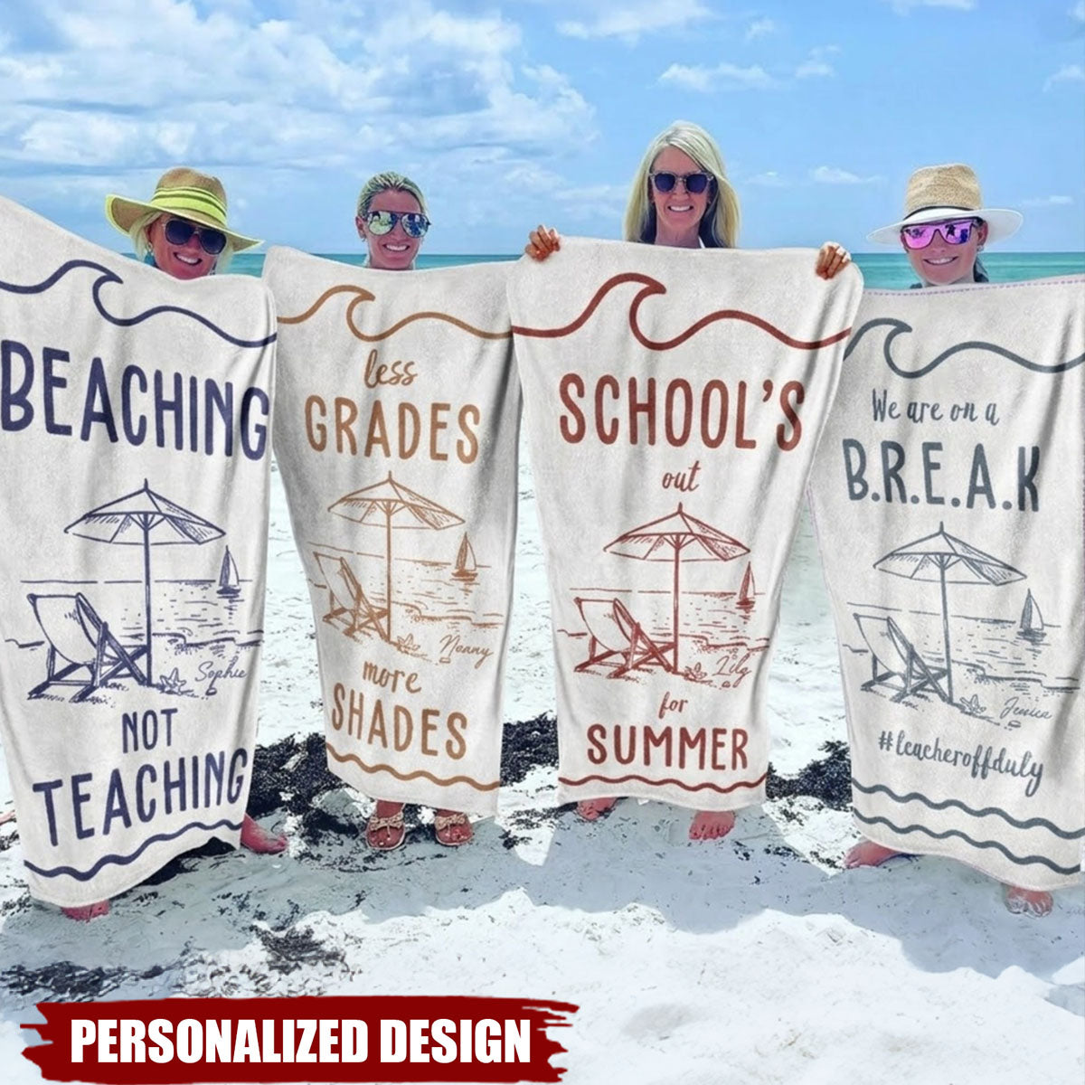 Personalized Teacher Summer Beach Towel With Funny Teacher Slogans - Custom Name