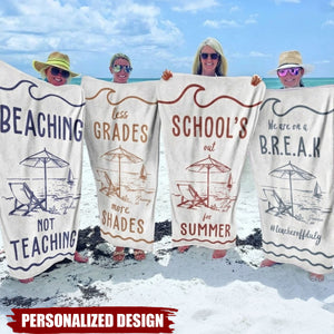 Personalized Teacher Summer Beach Towel With Funny Teacher Slogans - Custom Name