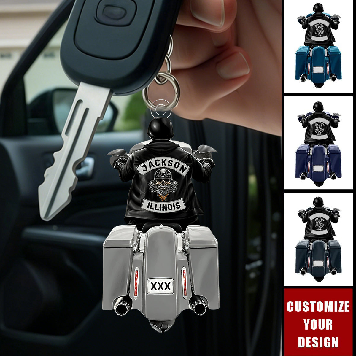 Biker Motorcycle Racing Personalized Keychain